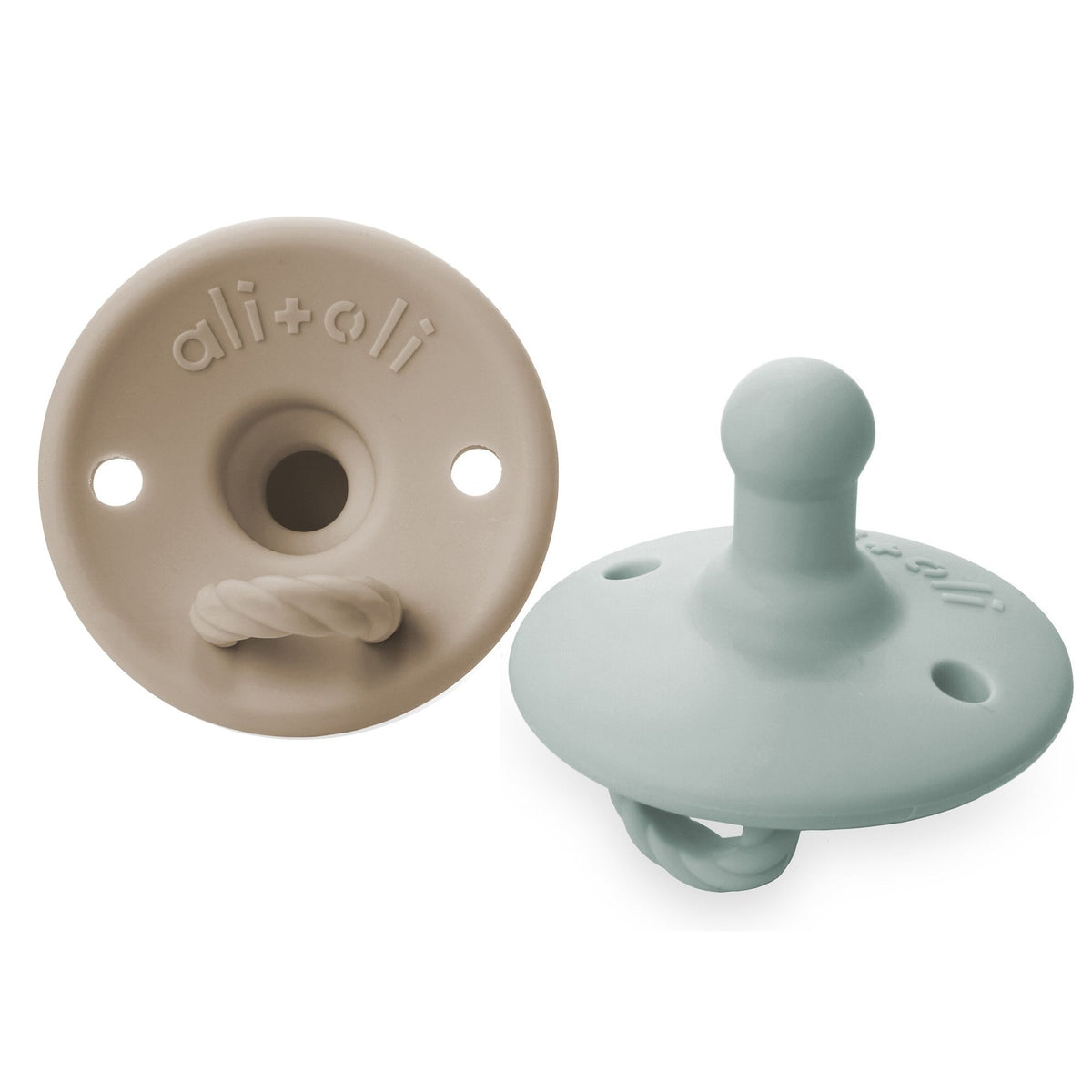 Apple Pacifier Ali+Oli Pacifier Set Round (Taupe & Mist)