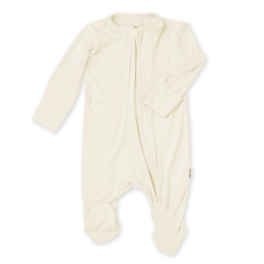 Baby Footie 2-Way Zipper – Bamboo Lounge Wear (Ivory)