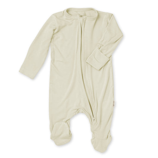 Baby Footie 2-Way Zipper – Bamboo Lounge Wear (Sage)