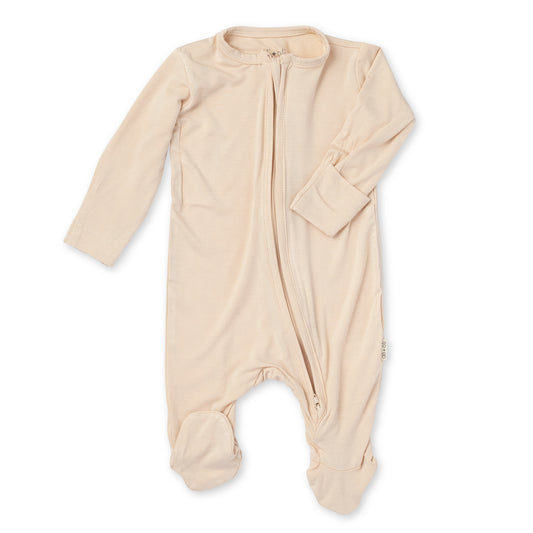 Baby Footie 2-Way Zipper – Bamboo Lounge Wear (Taupe)