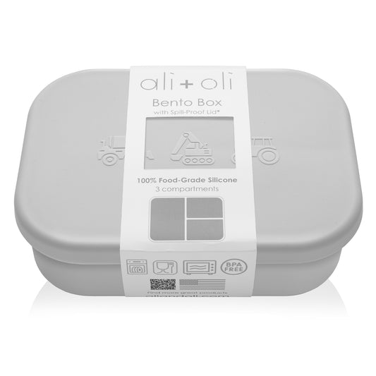 Ali+Oli Reusable Silicone Bento Box - 3 Compartments - Spill-Proof (Construction)