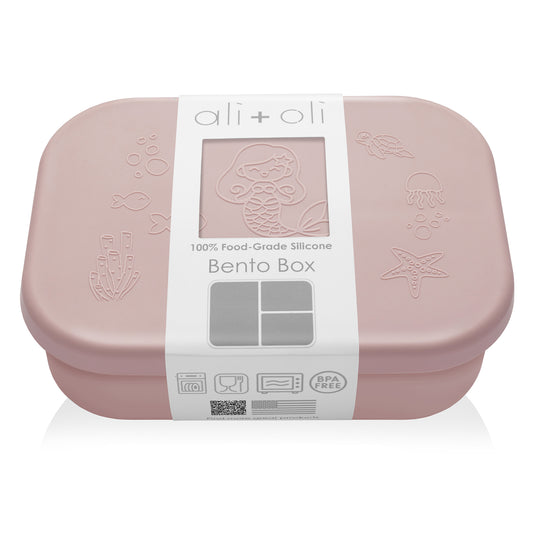 Ali+Oli Reusable Silicone Bento Box - 3 Compartments - Spill-Proof (Mermaid)