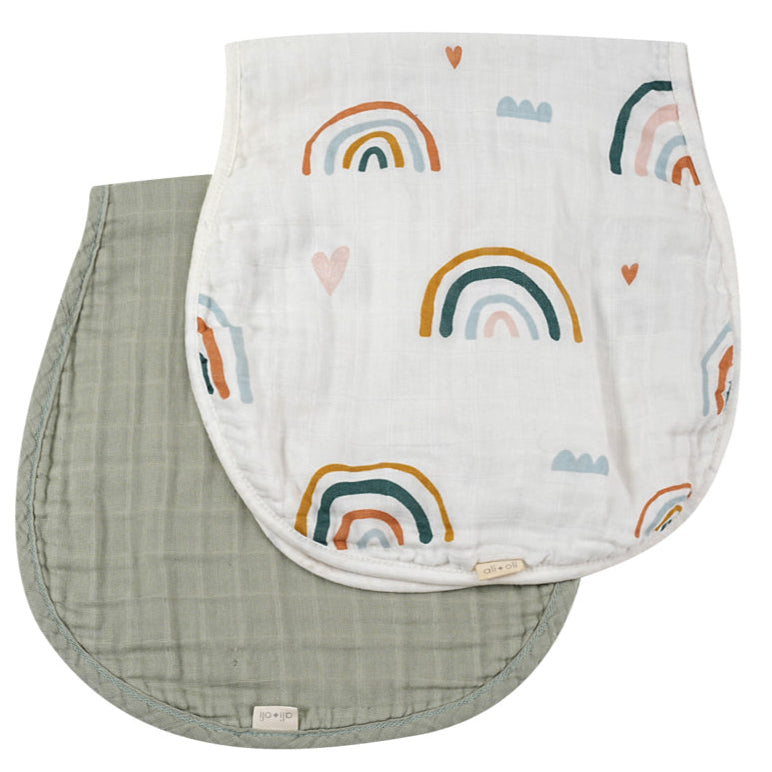 Bamboo Muslin Burp Cloth 2-Pack (Rainbow-Apple)