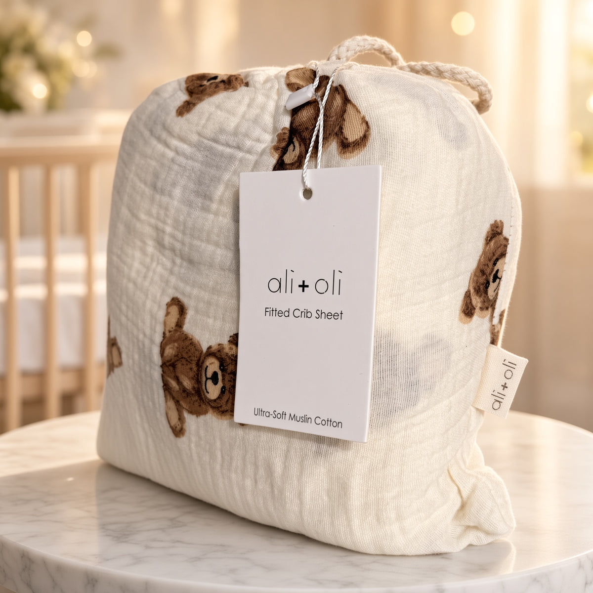 Ali+Oli Teddy Crib Fitted Sheet