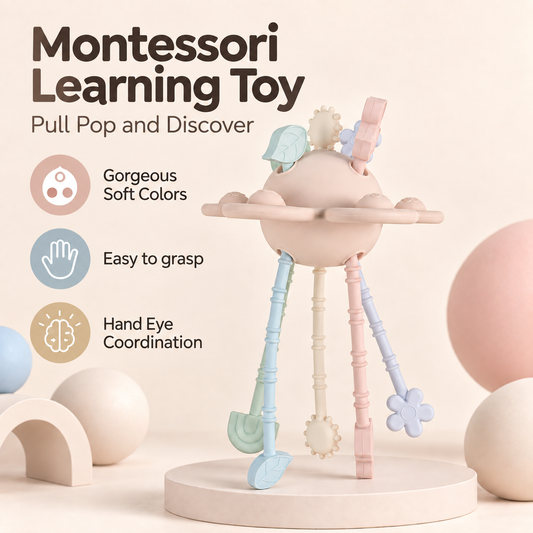Ali+Oli Montessori Multi-Sensory Pull & Pop Toy – 18M+