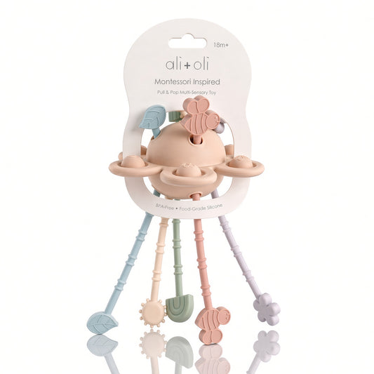 Ali+Oli Montessori Multi-Sensory Pull & Pop Toy – 18M+