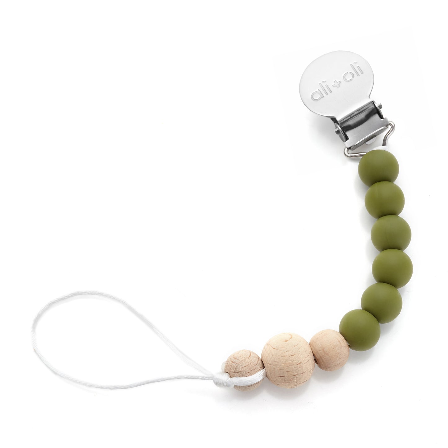 Ali+Oli Pacifier Clip (Green Wood)