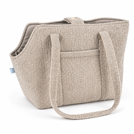 Ali+Oli Pets Bouclé Tote Dog Carrier with Removable Settle Mat – Latte