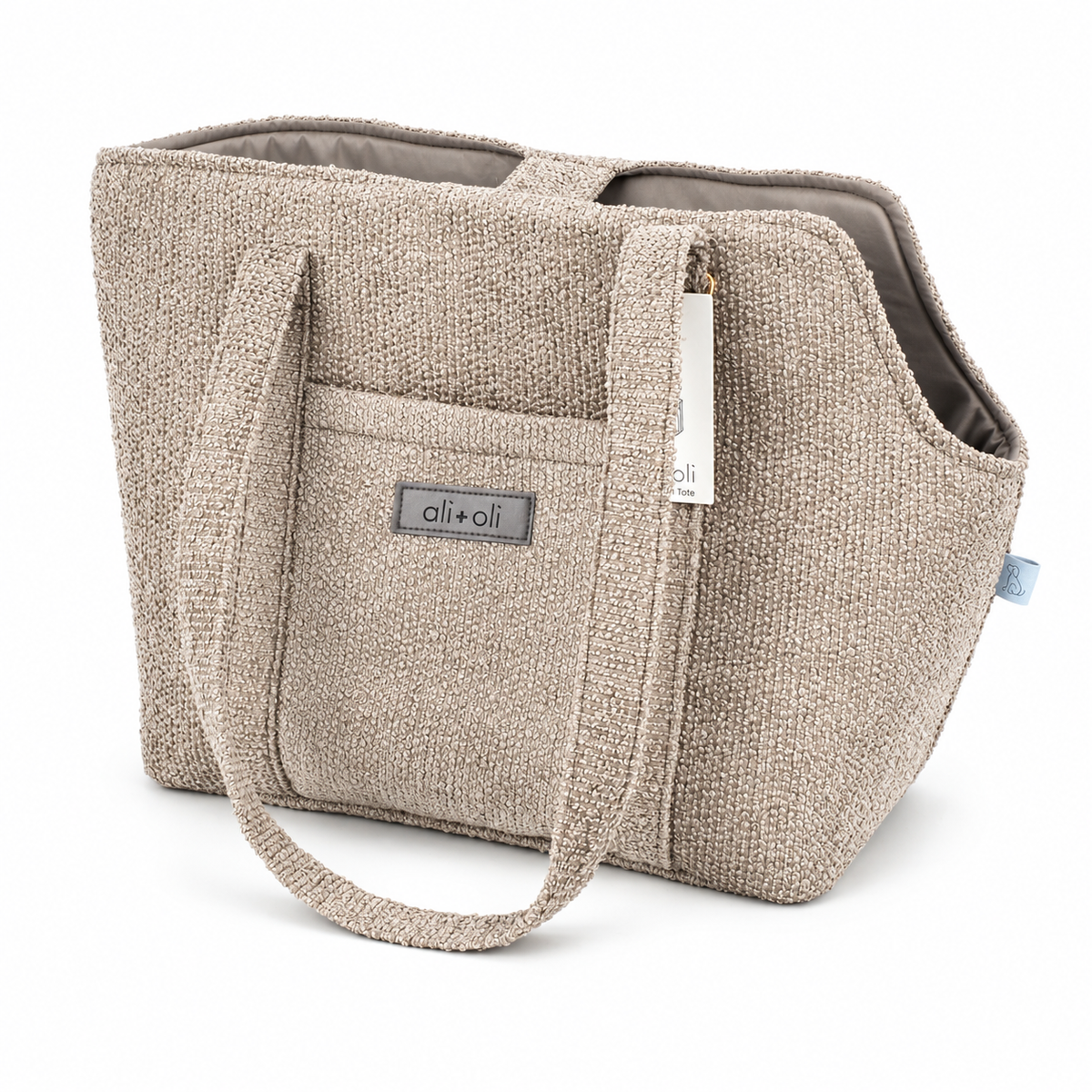Ali+Oli Pets Bouclé Tote Dog Carrier with Plush Sherpa Base – Latte