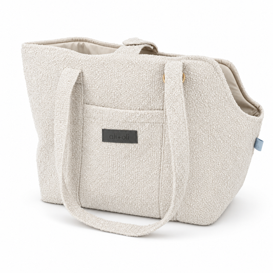Ali+Oli Pets Bouclé Tote Dog Carrier with Removable Settle Mat – Vanilla
