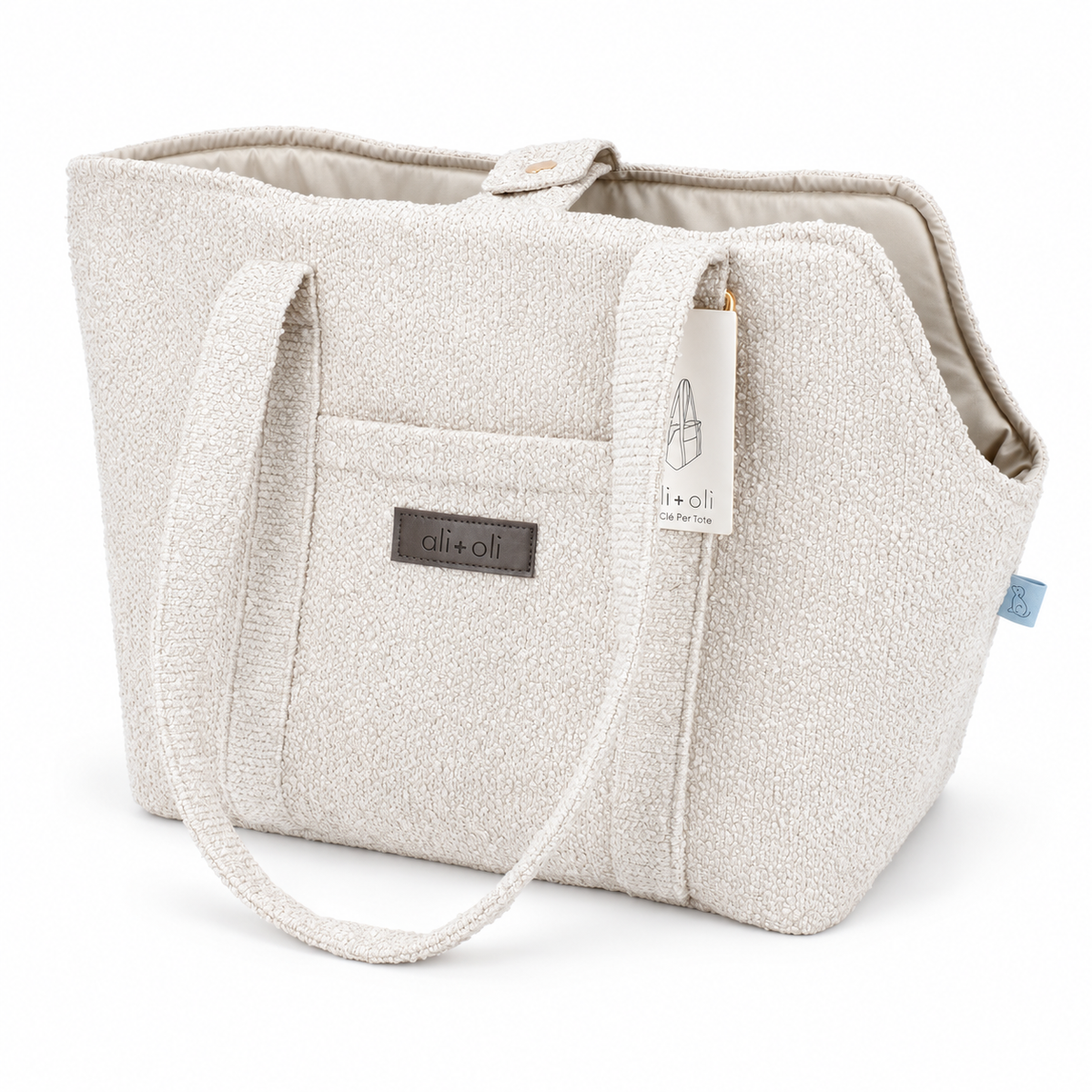 Ali+Oli Pets Bouclé Tote Dog Carrier with Plush Sherpa Base – Vanilla