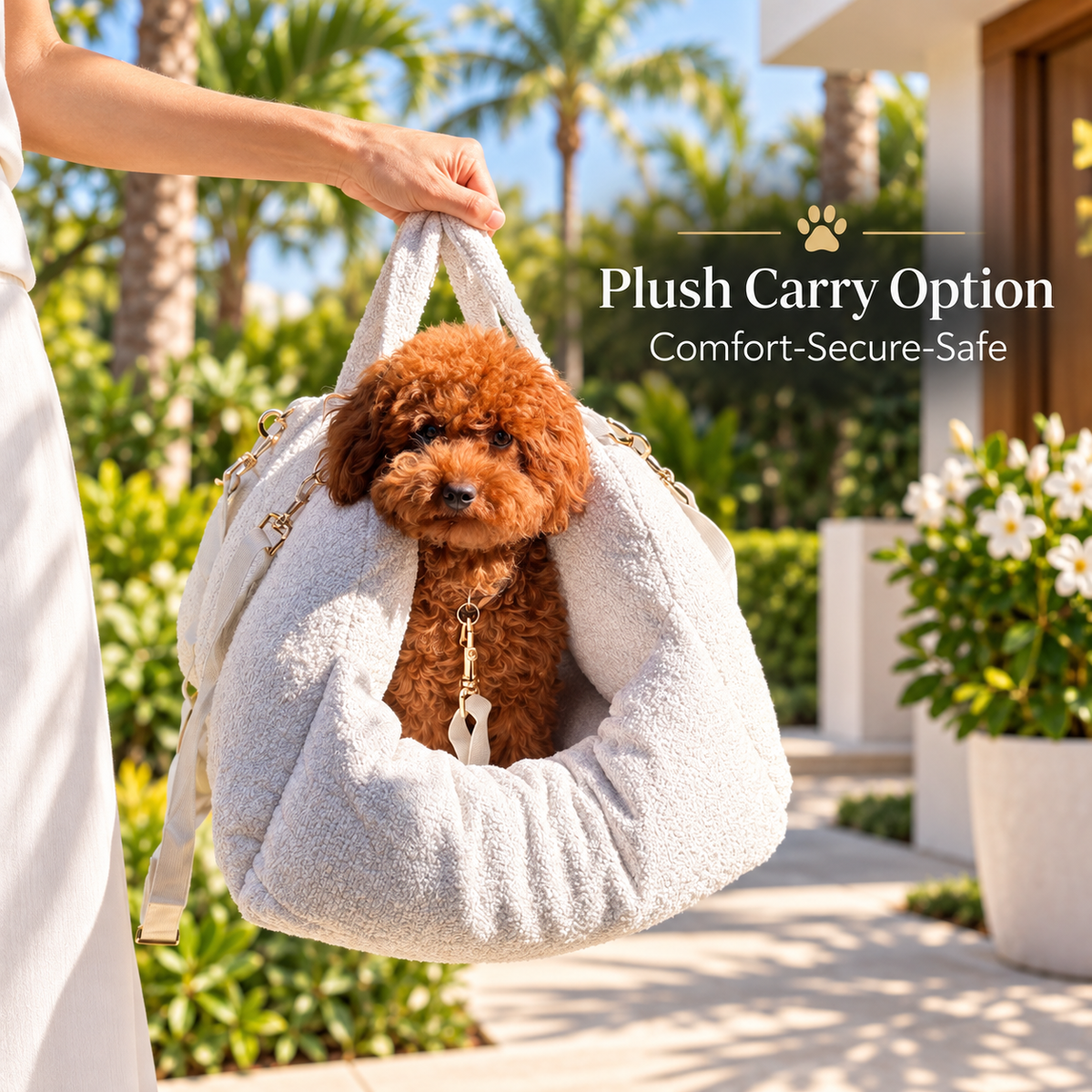 Ali+Oli Pets Comfy Bouclé Dog Car Seat & Travel Bed – Vanilla