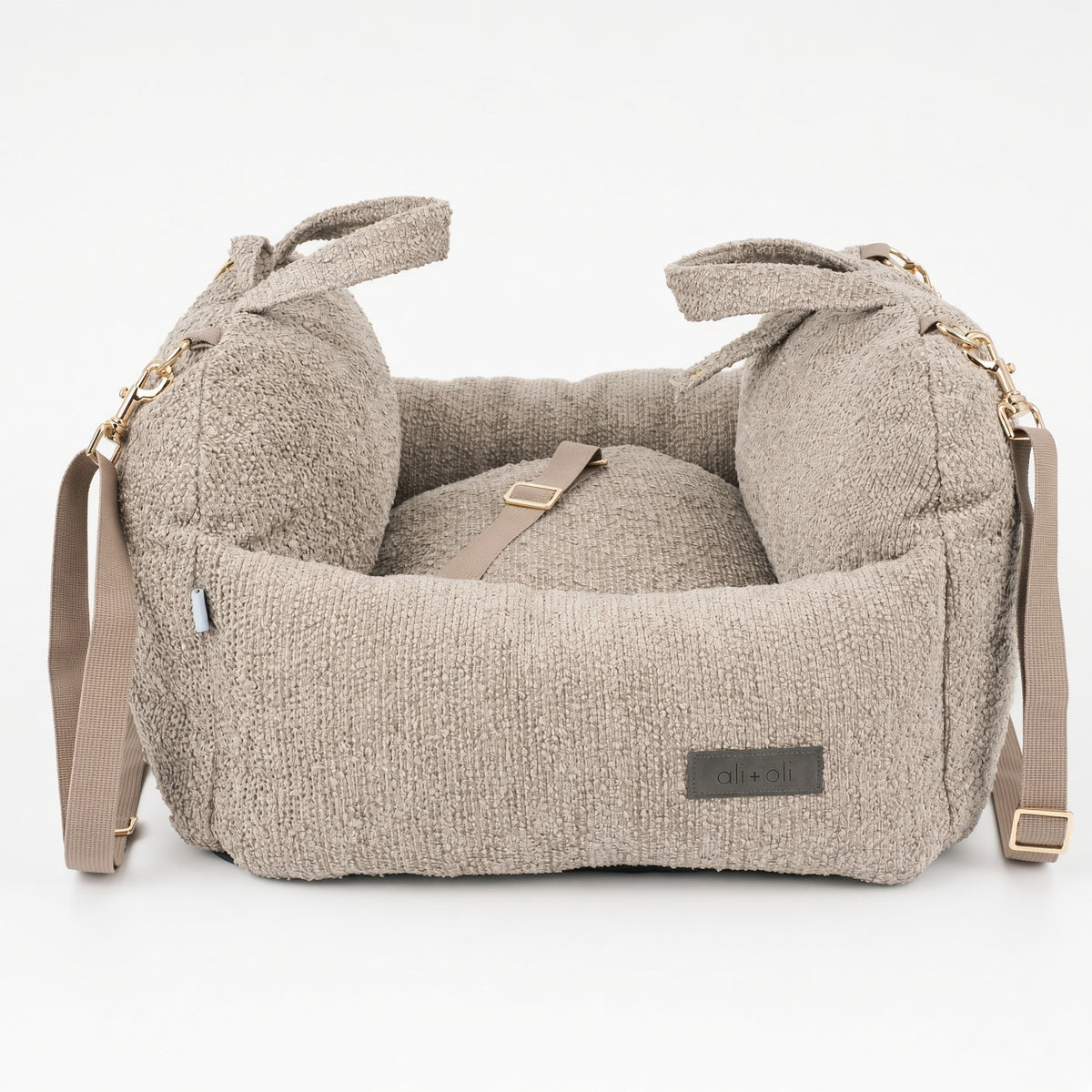 Ali+Oli Pets Comfy Bouclé Dog Car Seat & Travel Bed – Latte