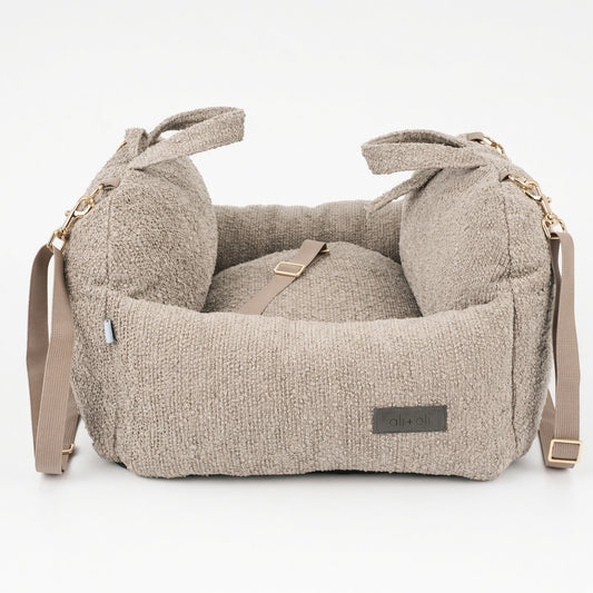 Ali+Oli Pets Comfy Bouclé Dog Car Seat & Travel Bed – Latte
