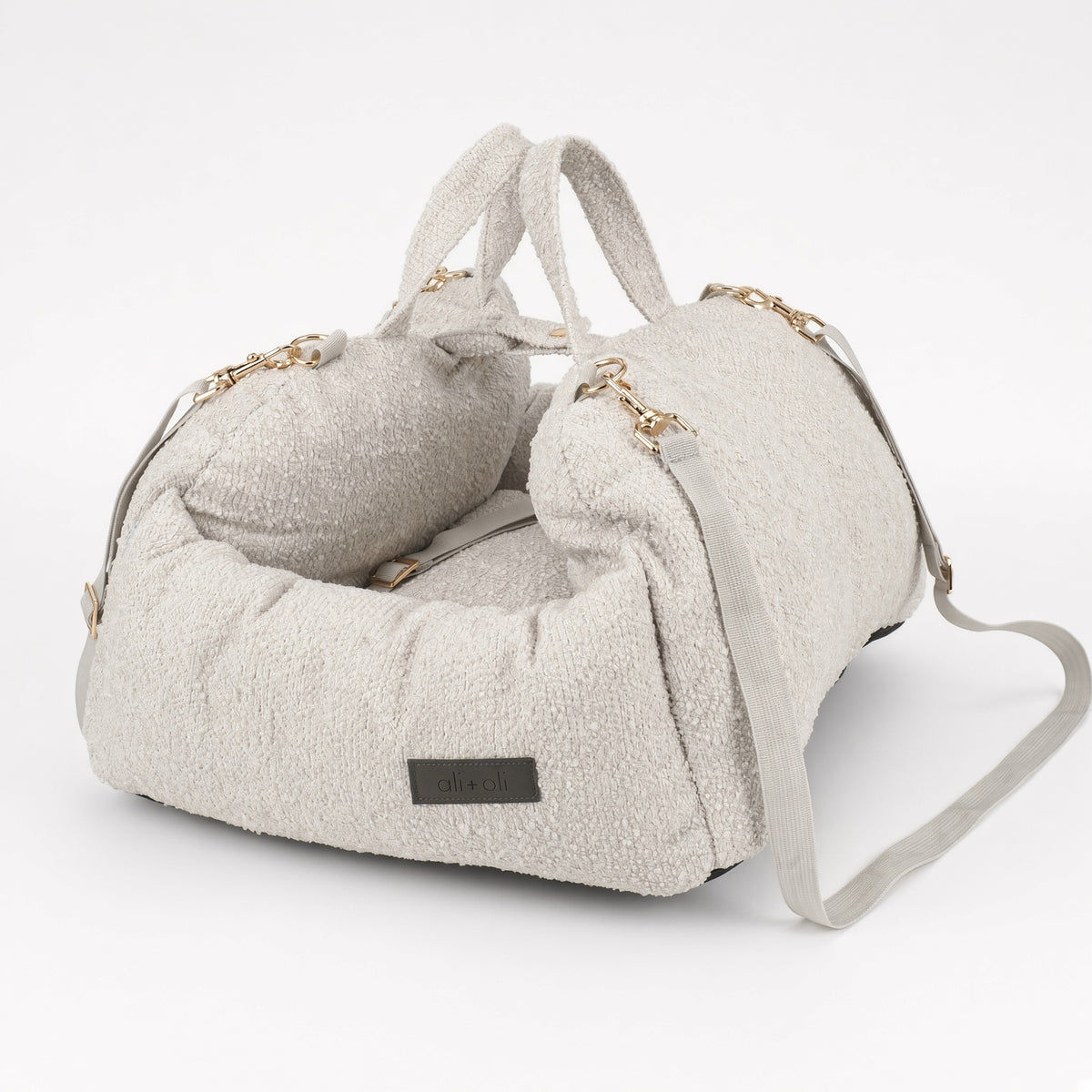 Ali+Oli Pets Comfy Bouclé Dog Car Seat & Travel Bed – Vanilla