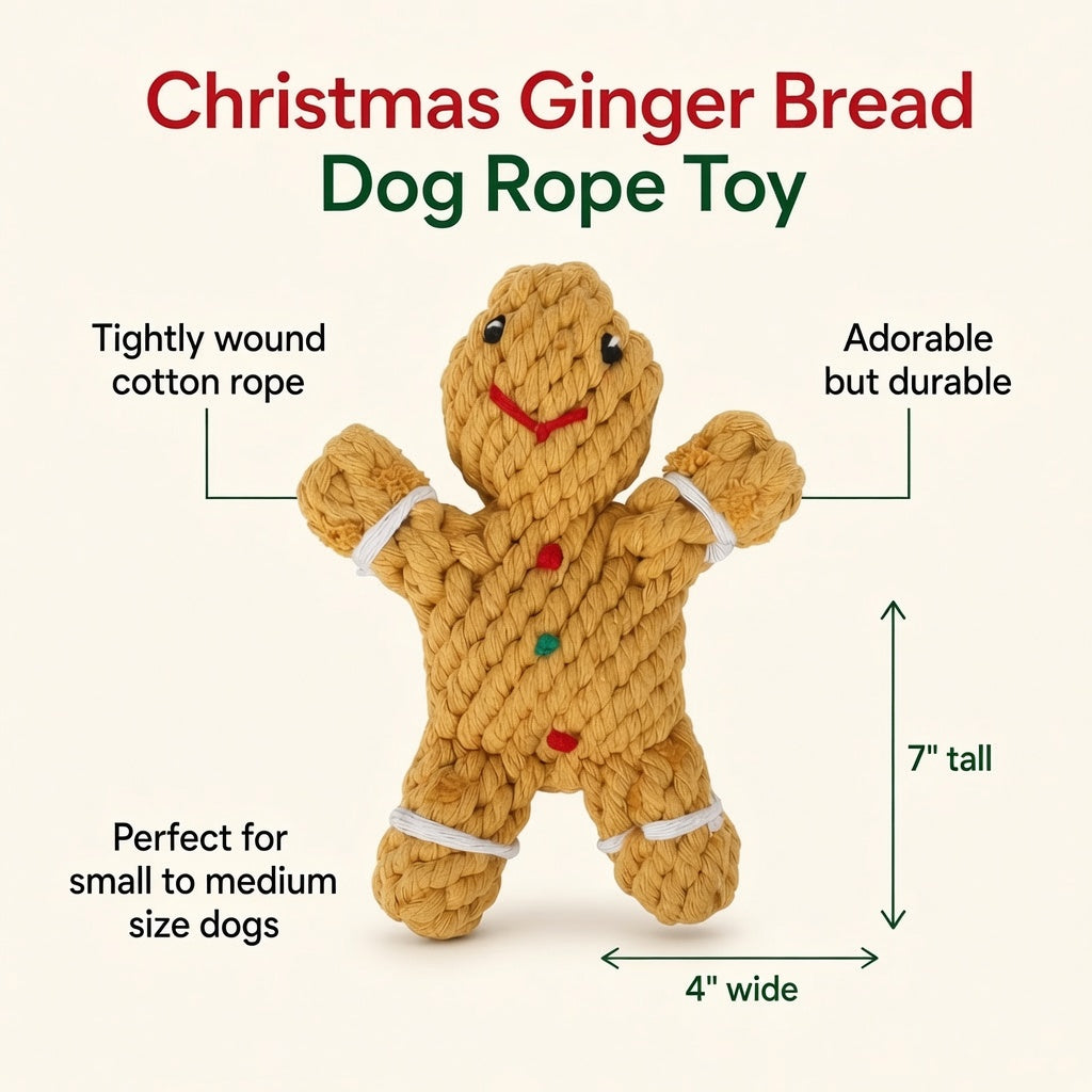 Ali+Oli Pets Christmas Ginger Bread Man Cotton Rope Dog Toy