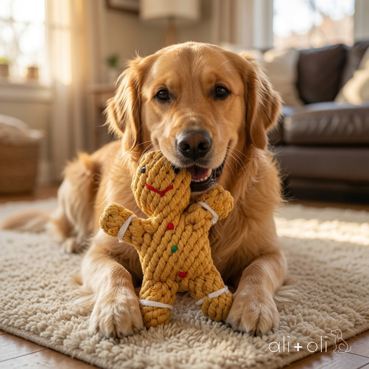 Ali+Oli Pets Christmas Ginger Bread Man Cotton Rope Dog Toy