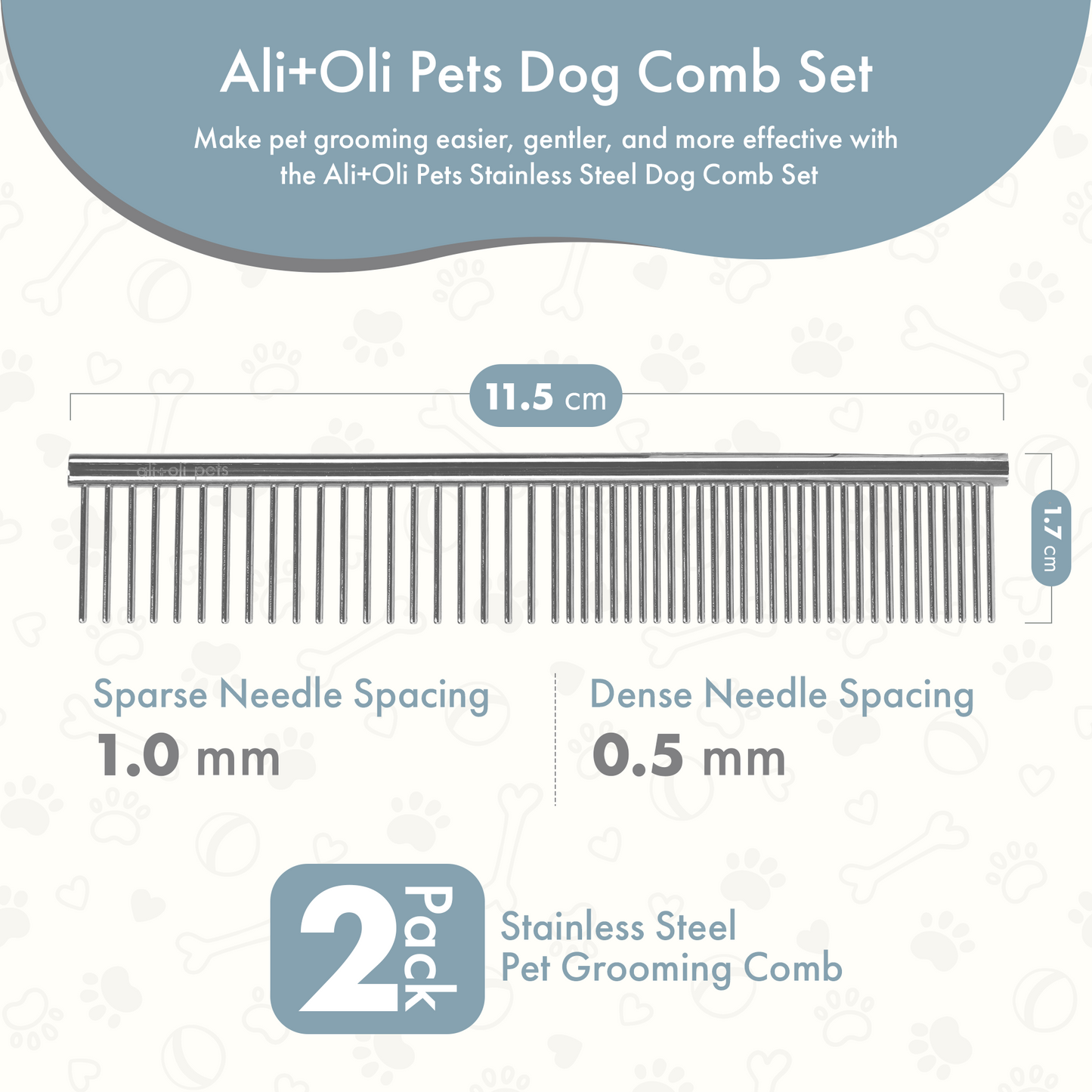 Stainless Steel Pet Grooming Comb for Dogs & Cats