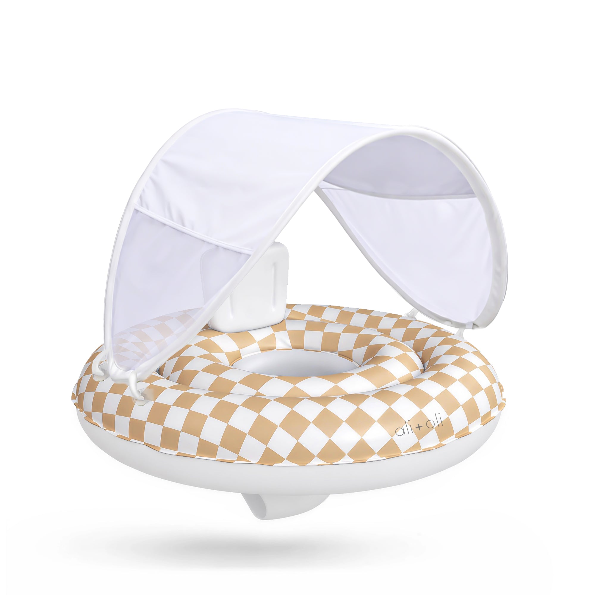 Ali+Oli Baby Swim Seat Ring Pool Float (Tan Checkers)