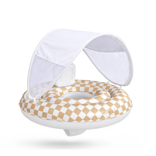 Ali+Oli Baby Swim Seat Ring Pool Float (Tan Checkers)