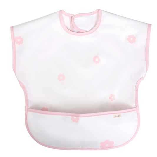 Ali+Oli Smock Bib for Baby & Toddler Short Sleeve (Pink Flowers)