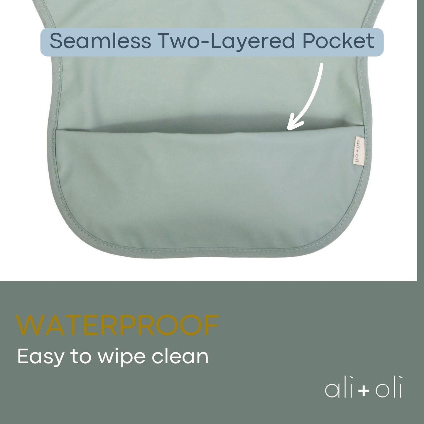 Ali+Oli Smock Bib for Baby & Toddler (2-pc) Long & Short Sleeve Set (Dino, Mint)