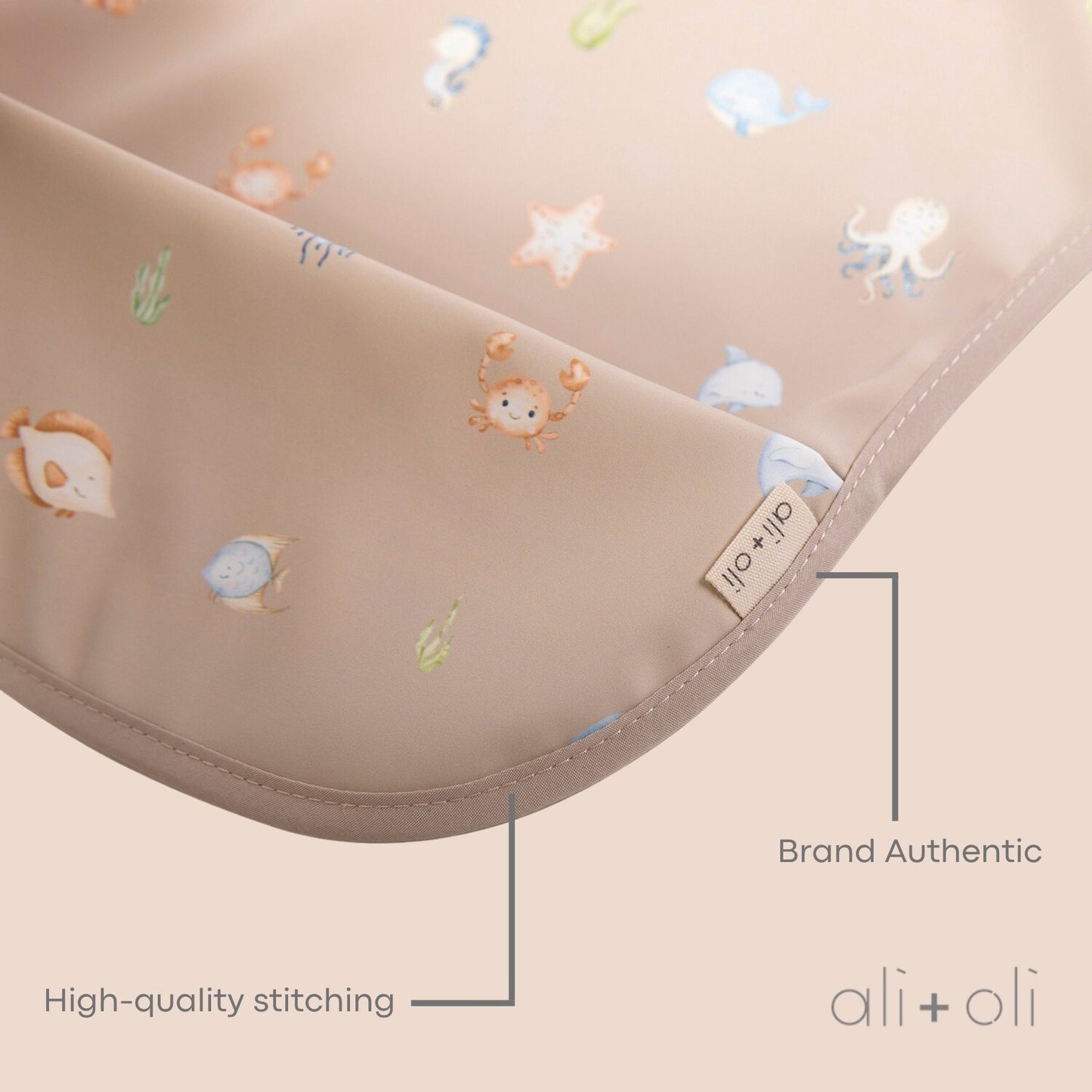 Ali+Oli Smock Bib for Baby & Toddler  (1-pc) Short Sleeve (Undersea)