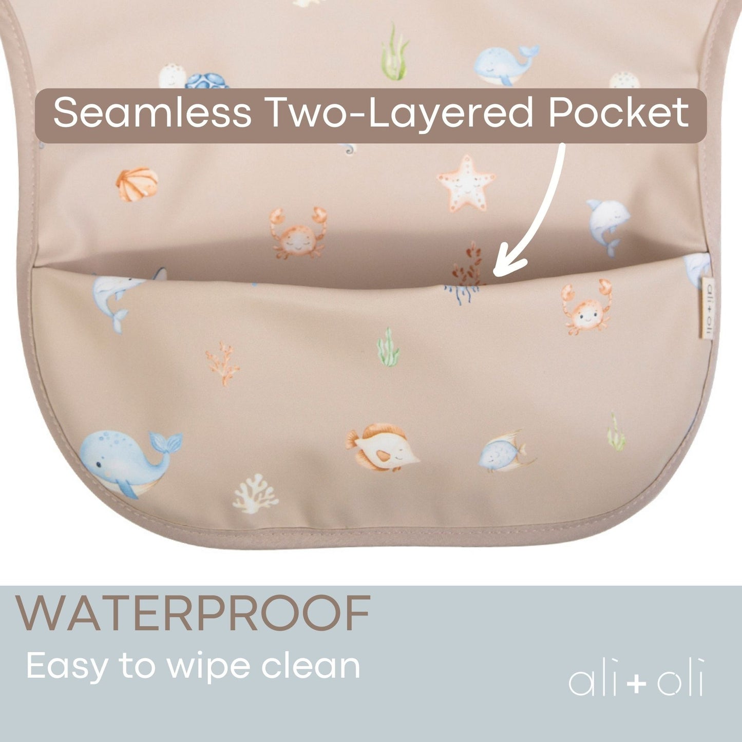 Ali+Oli Smock Bib for Baby & Toddler  (1-pc) Short Sleeve (Undersea)