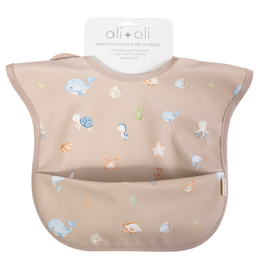 Ali+Oli Smock Bib for Baby & Toddler  (1-pc) Short Sleeve (Undersea)