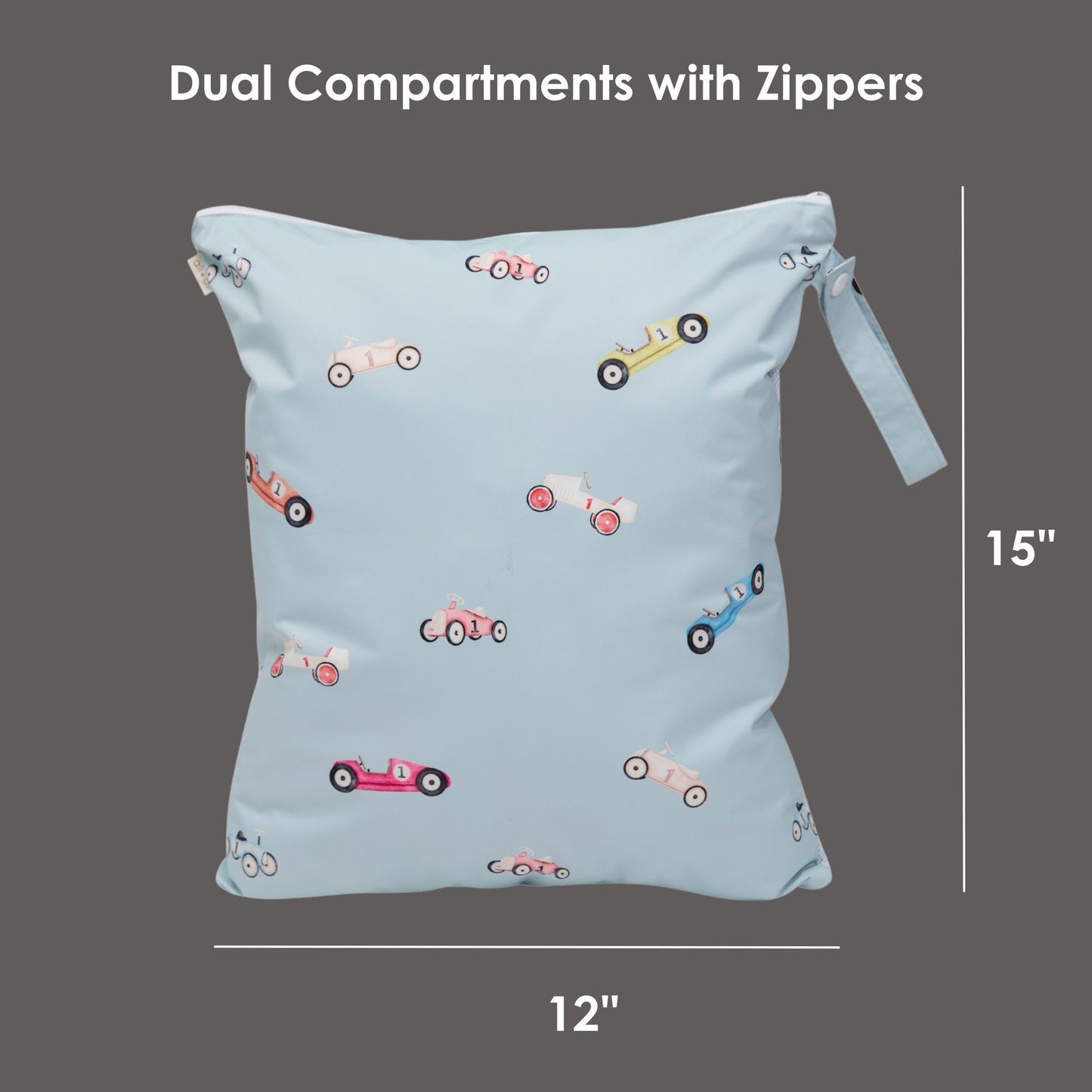 Ali+Oli Dual-Compartment Wet-Dry Bag (Retro Cars)