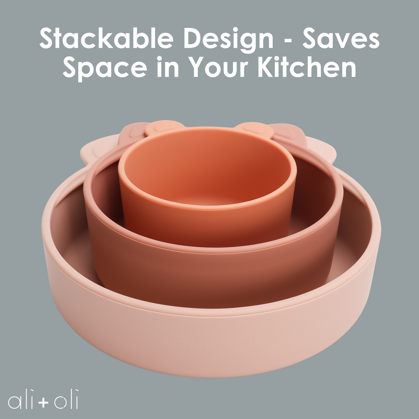 Ali+Oli (3pc) Stackable Snack Bowl Set (Terracotta Blush)