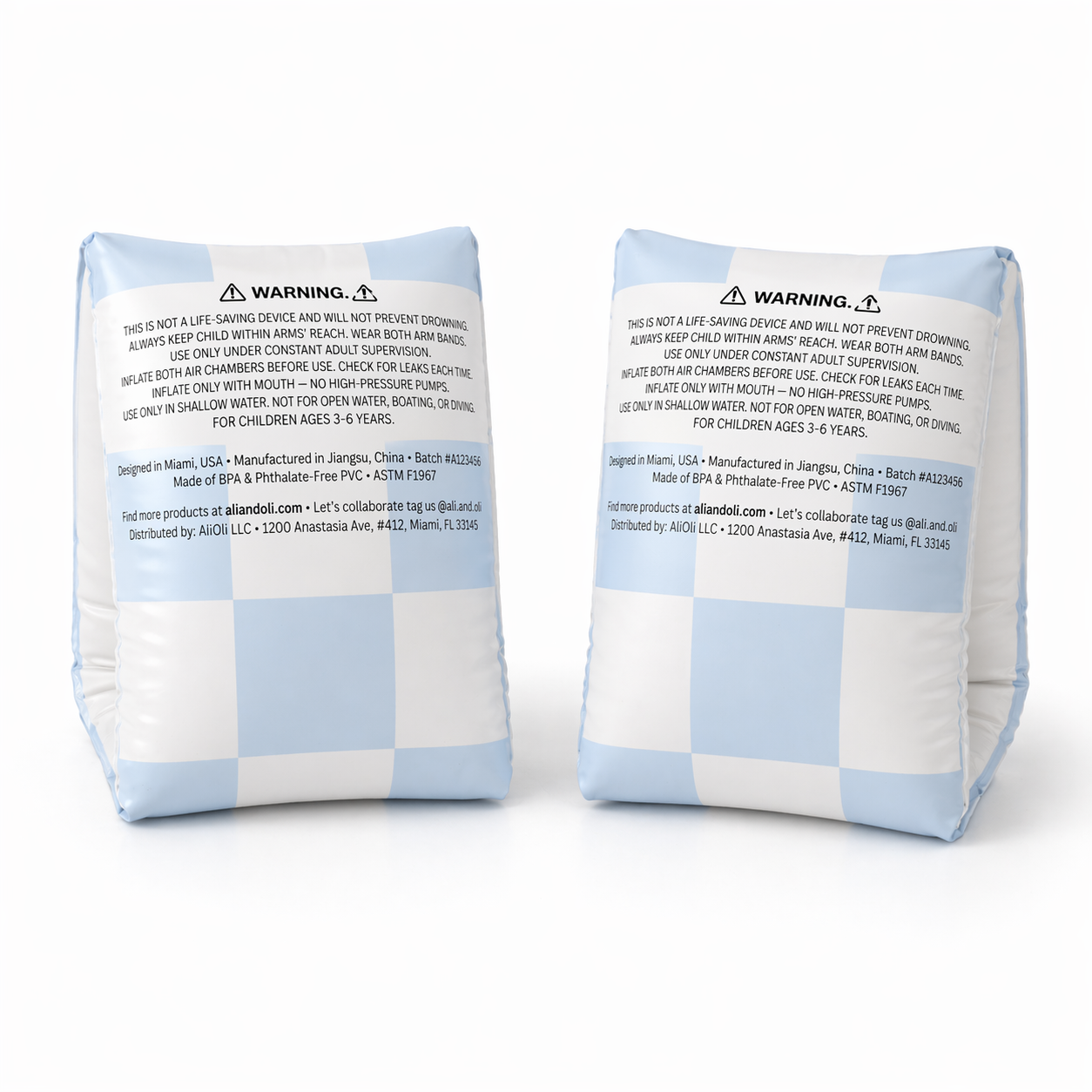 Ali+Oli Swim Arm Band Wings Inflatable Float (Blue Checkers)