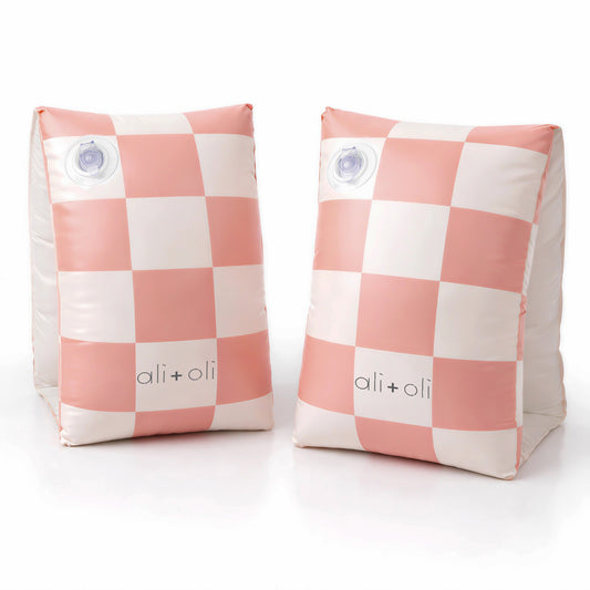 Ali+Oli Swim Arm Band Wings Inflatable Float (Pink Checkers)