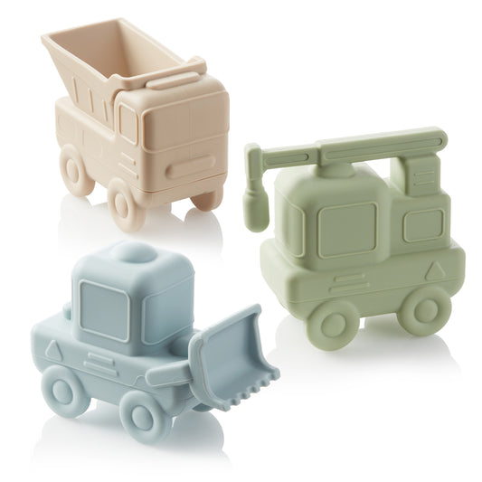 Construction Vehicles Mold Free Bath Toys Play Set of 3