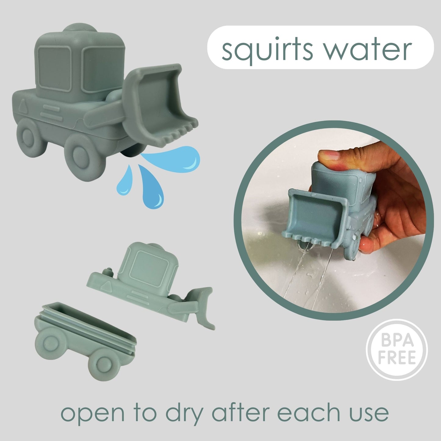 Construction Vehicles Mold Free Bath Toys Play Set of 3