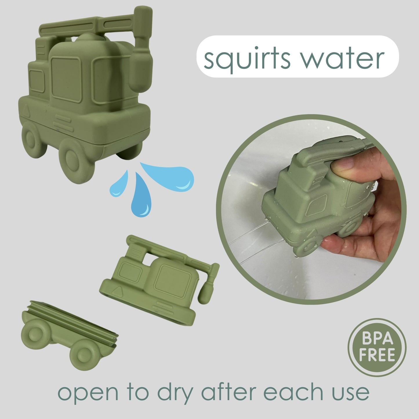 Construction Vehicles Mold Free Bath Toys Play Set of 3