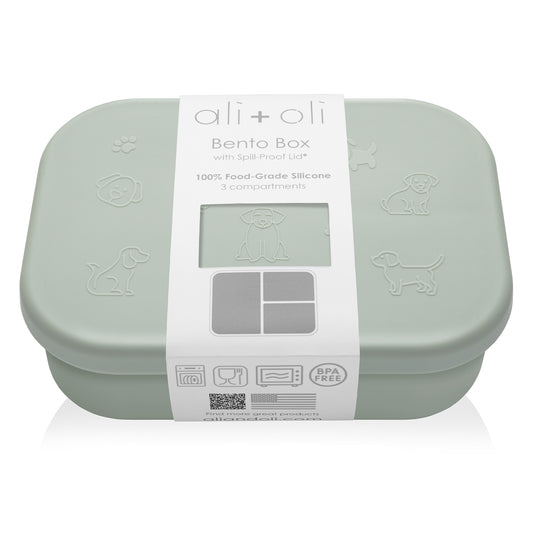 Ali+Oli Reusable Silicone Bento Box - 3 Compartments - Spill-Proof (Puppy)