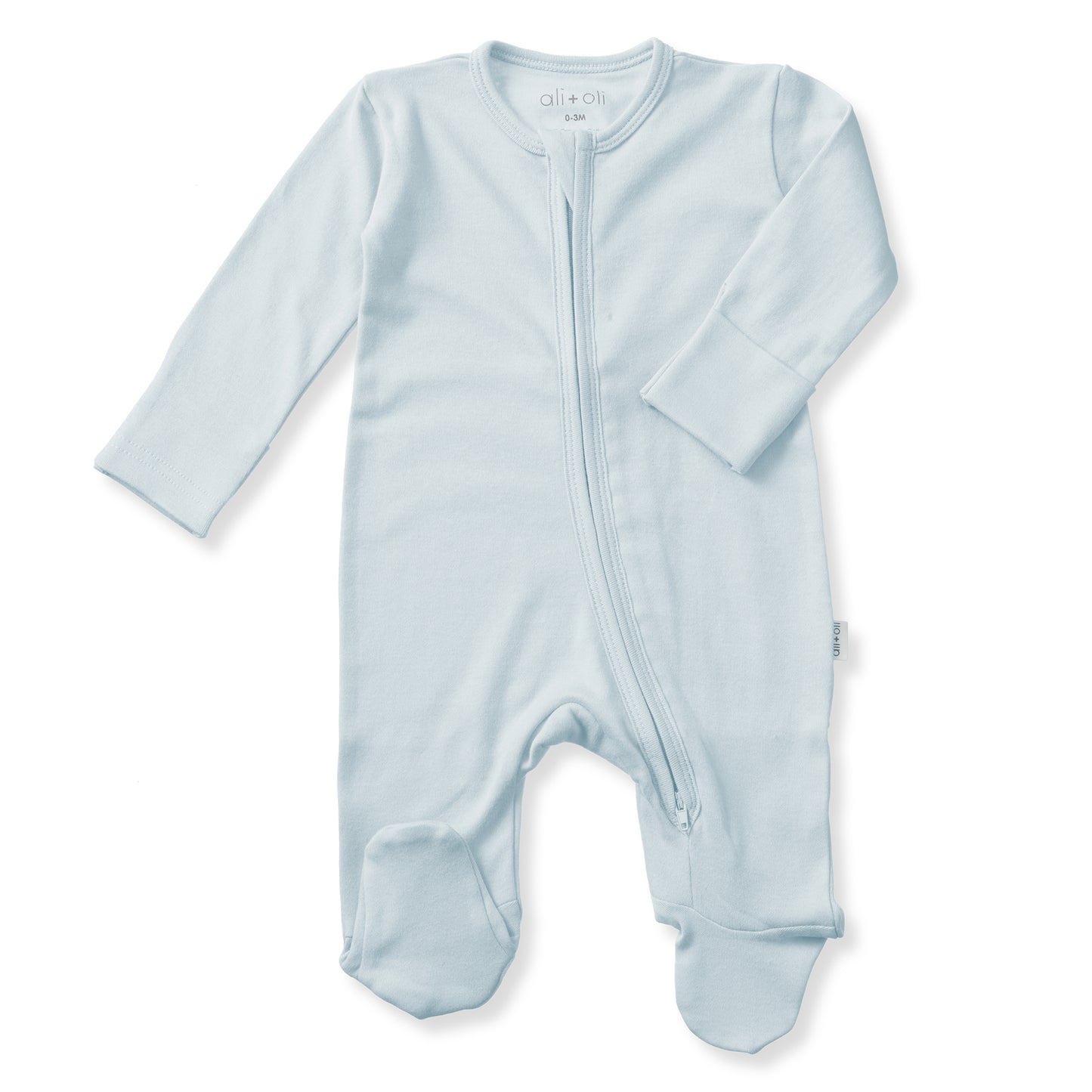 Organic Cotton Baby Footie with 2-way Zipper (Blue)