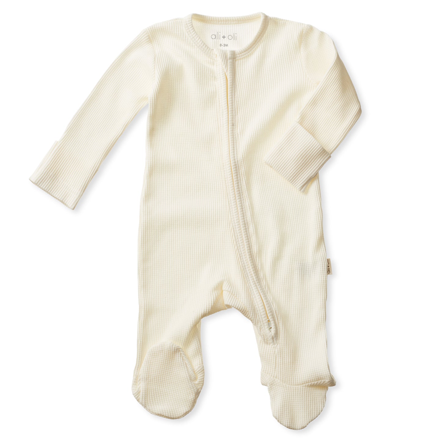Organic Cotton Baby Footie Waffle 2-way Zipper (Ivory)