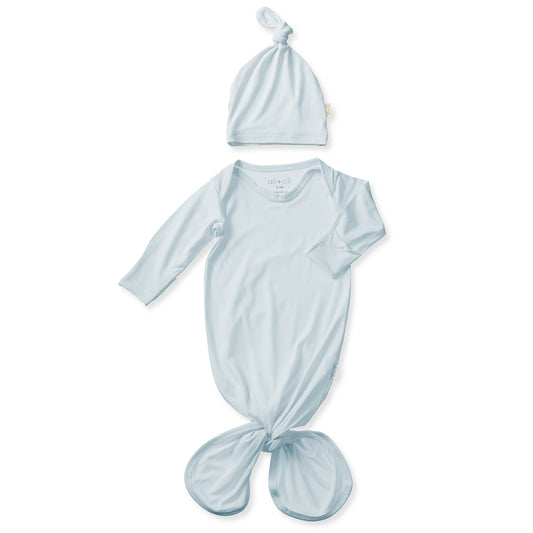 Ultra-Soft Bamboo Knotted Gown & Beanie for Baby (Blue)