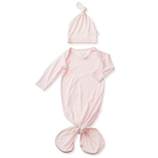 Ultra-Soft Bamboo Knotted Gown & Beanie for Baby (Blush)