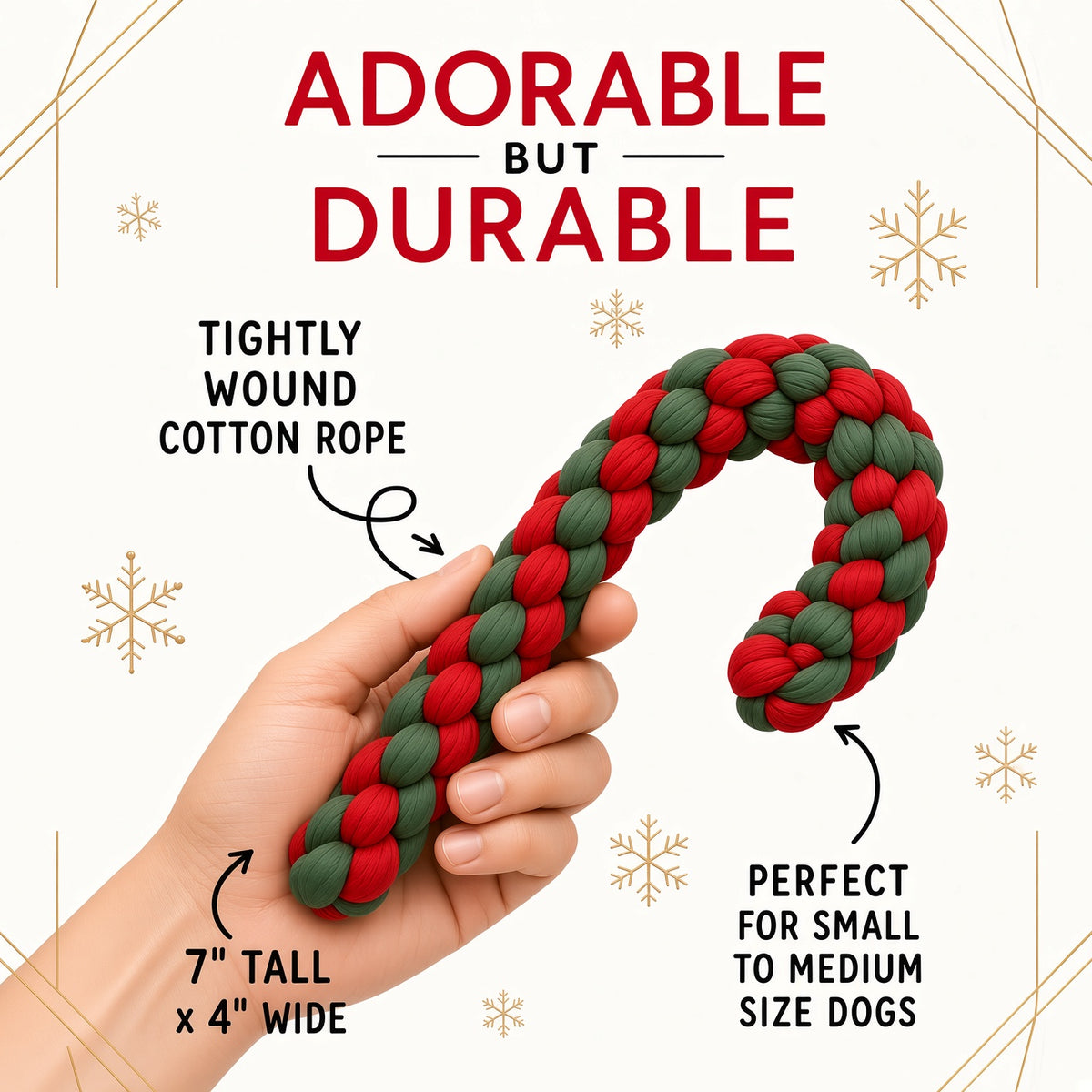 Ali+Oli Pets Christmas Candy Cane Rope Dog Toy