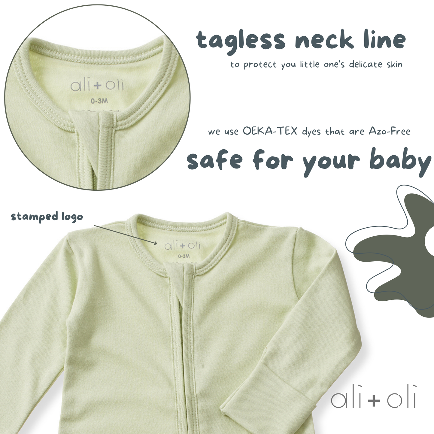 Organic Cotton Baby Footie with 2-way Zipper (Sage)