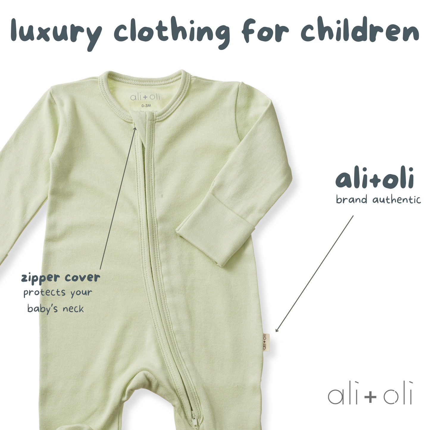 Organic Cotton Baby Footie with 2-way Zipper (Sage)