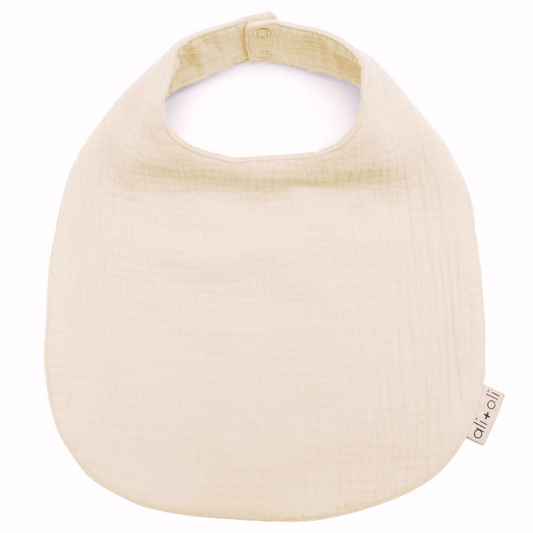 Ali+Oli Muslin Cotton Snap Baby Bib (Sand)