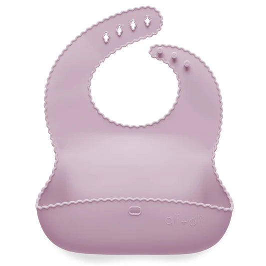 Silicone Roll-Up Baby Bib Wavy Edge Lilac 