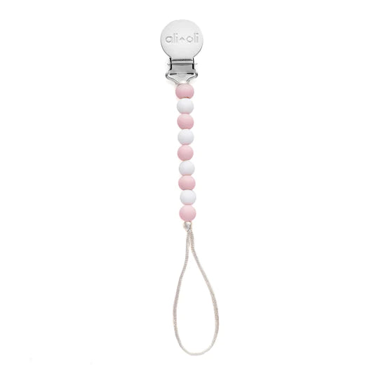 Thin pink beads pacifier clip for baby