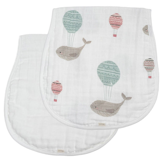 Bamboo Muslin Burp Cloth 2-Pack (WhaleWhite)