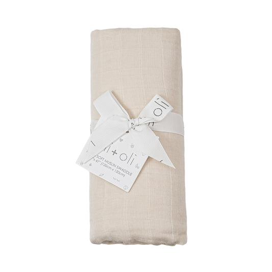 Ali+Oli Bamboo Muslin Swaddle Blanket (Vanilla Sky)