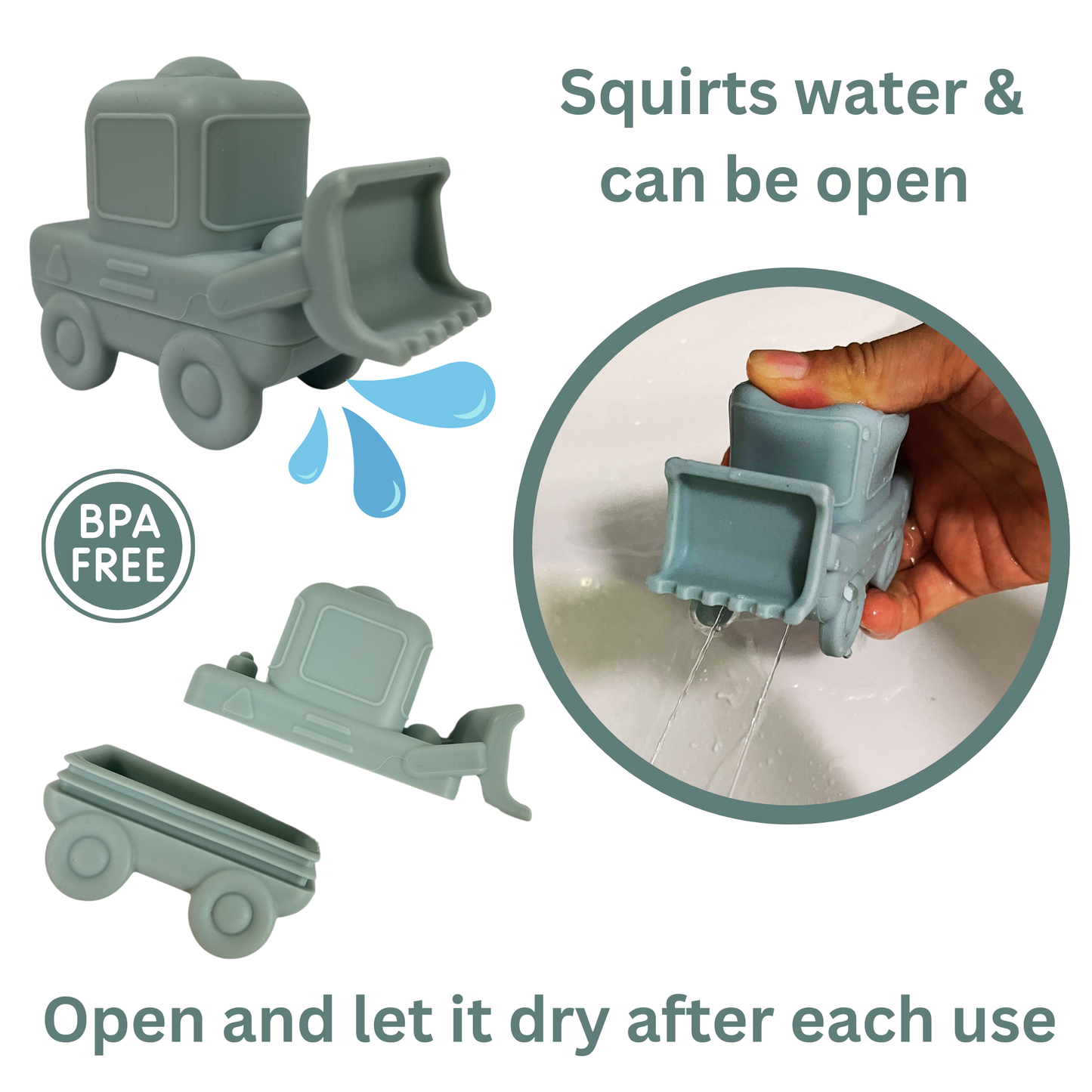 Construction Vehicles Mold Free Bath Toys Play Set of 3